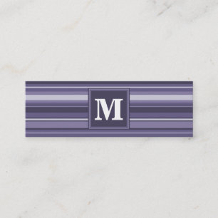 Monogram heather purple stripes mini business card