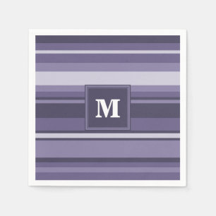 Monogram heather purple stripes napkin