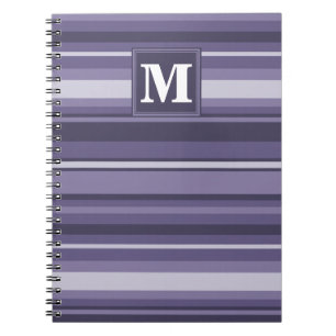 Monogram heather purple stripes spiral notebook