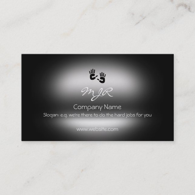 Monogram, Helping Hands, metallic-effect Business Card (Front)