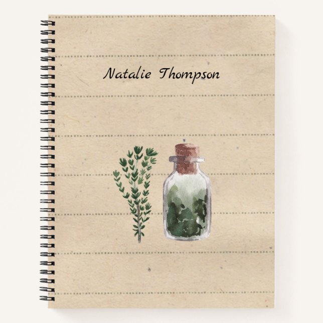 Monogram Herbalist gardener Cool Rustic plants Notebook (Front)