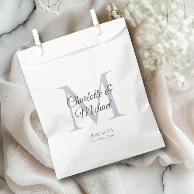 Monogram  hershey®'s kisses® favour bags (Monogram, Classic, Elegant, Wedding Favor Bag with your names and date.)