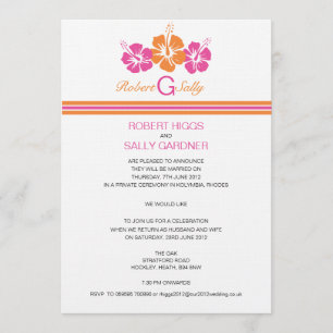 Monogram Hibiscus Flower Wedding Invitation