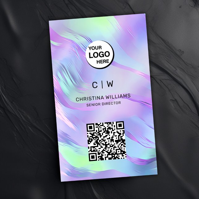 Monogram Holographic QR Code Business Card (Monogram Holographic QR Code Business Card)
