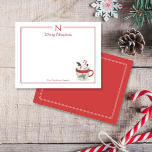 Monogram Hot Cocoa Family Fun Christmas Stationery Card