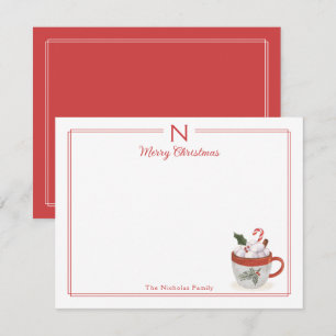 Monogram Hot Cocoa Family Fun Christmas Stationery Card