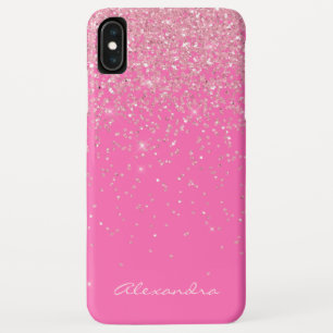 Monogram Hot Pink and Glitter Sparkle Case-Mate iPhone Case