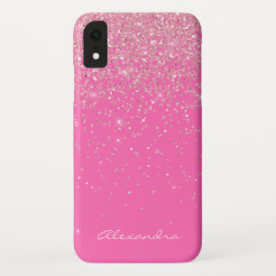 Monogram Hot Pink and Glitter Sparkle Case-Mate iPhone Case