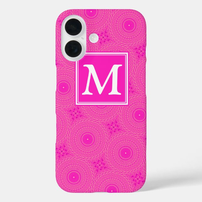 Monogram hot pink circles pattern Case-Mate iPhone case (Back)