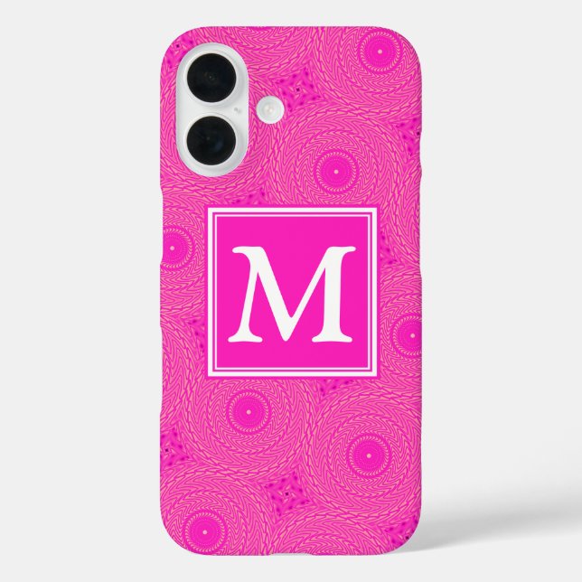 Monogram hot pink circles pattern Case-Mate iPhone case (Back)