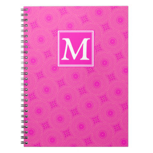 Monogram hot pink circles pattern notebook