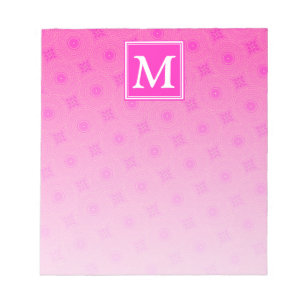 Monogram hot pink circles pattern notepad