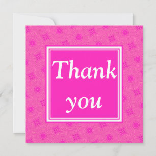 Monogram hot pink circles pattern thank you card