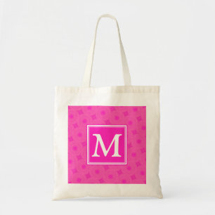 Monogram hot pink circles pattern tote bag