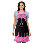 Monogram Hot Pink Dripping Glitter and Black Name