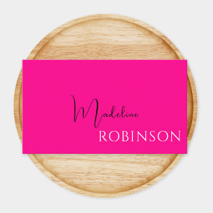 Monogram Hot Pink Elegant Feminine Minimalist  Business Card