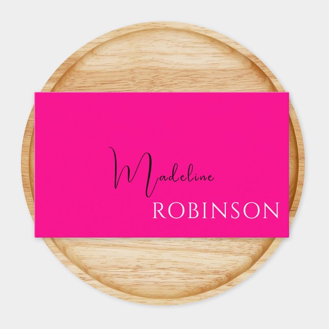Monogram Hot Pink Elegant Feminine Minimalist  Business Card (Creator Uploaded)
