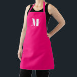 Monogram hot pink fuchsia custom initial modern apron<br><div class="desc">Custom monogram initial hot pink fuchsia and white modern kitchen Apron</div>