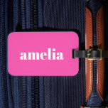 Monogram Hot Pink Luggage Tag<br><div class="desc">Cute hot pink luggage tag featuring your name in a popular and trendy bold white font. You can adjust the size of the font in the design tool for shorter or longer names.</div>