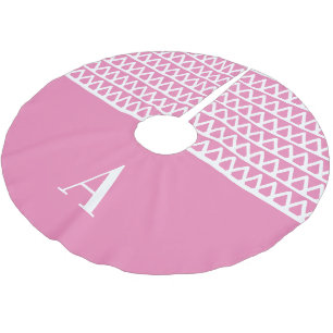 Monogram Hot Pink Pattern Christmas Brushed Polyester Tree Skirt