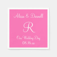 Monogram Hot Pink Stylish Full Colour Napkins