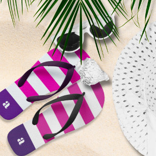 Monogram Hot Pink White Stripes Jandals