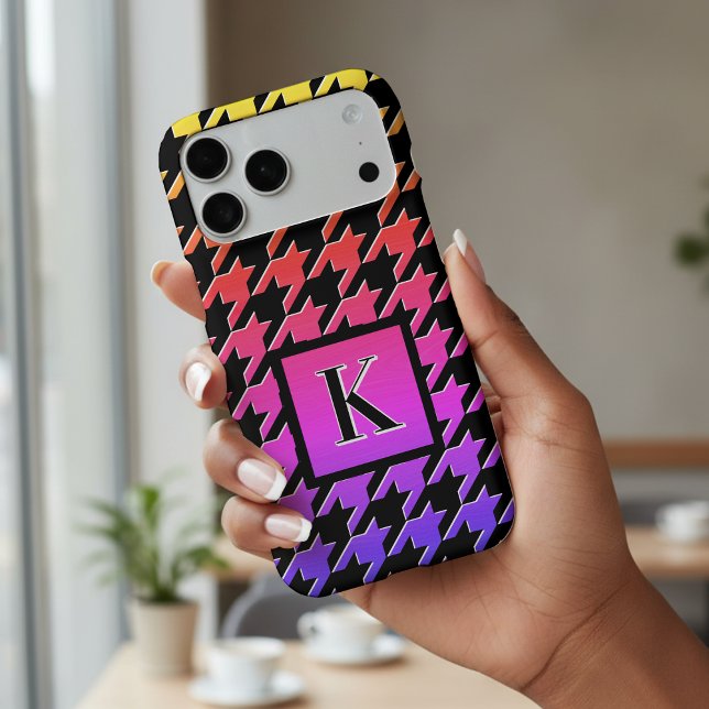 Monogram Houndstooth Pattern Rainbow Black (Creator Uploaded)