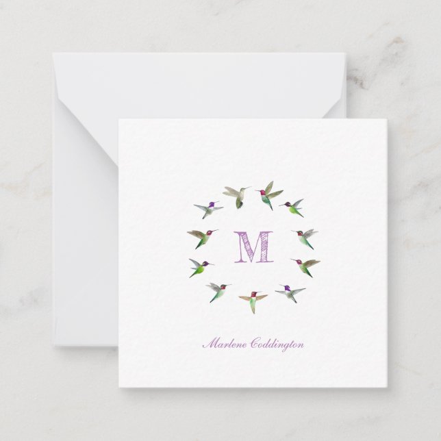 Monogram Hummingbird Card (Front)