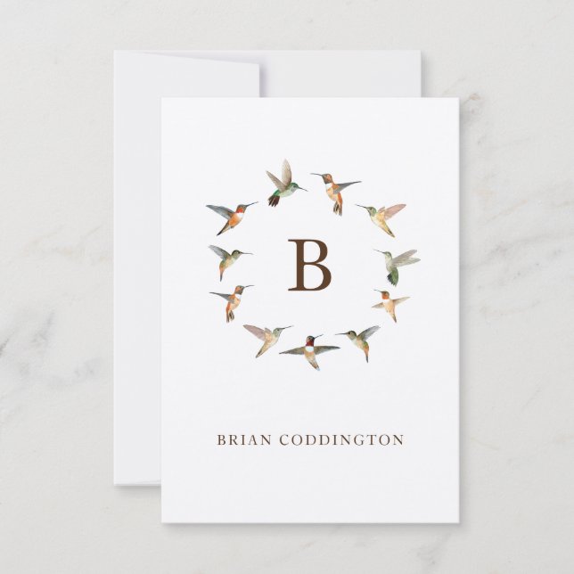 Monogram Hummingbird Card (Front)