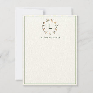 Monogram Hummingbird Note Card
