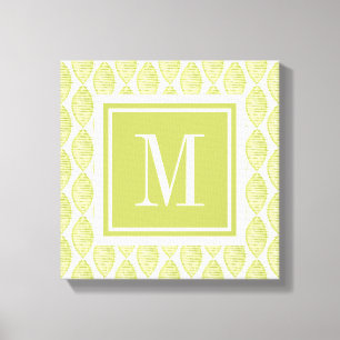 Monogram   Hygge Flowers Pattern Canvas Print