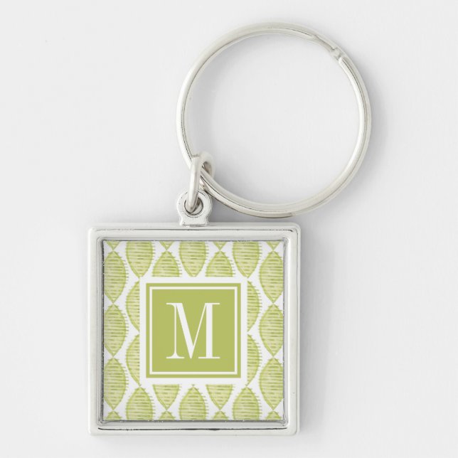 Monogram | Hygge Flowers Pattern Key Ring (Front)