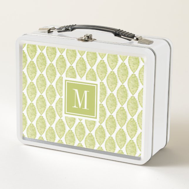 Monogram | Hygge Flowers Pattern Metal Lunch Box (Front)