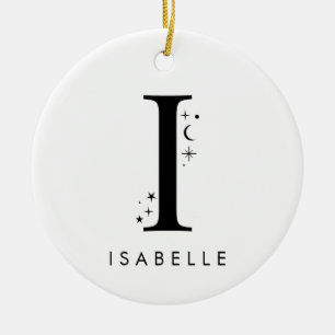 Monogram I Celestial Name  Ceramic Tree Decoration