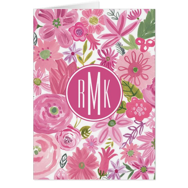 Monogram | I Do Pink Watercolor Floral Pattern (Front)