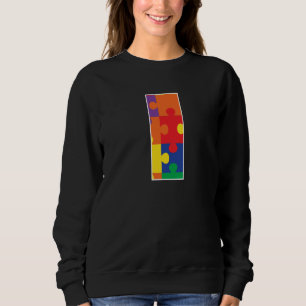 Monogram I in Multi Color Puzzle Pieces Sweatshirt