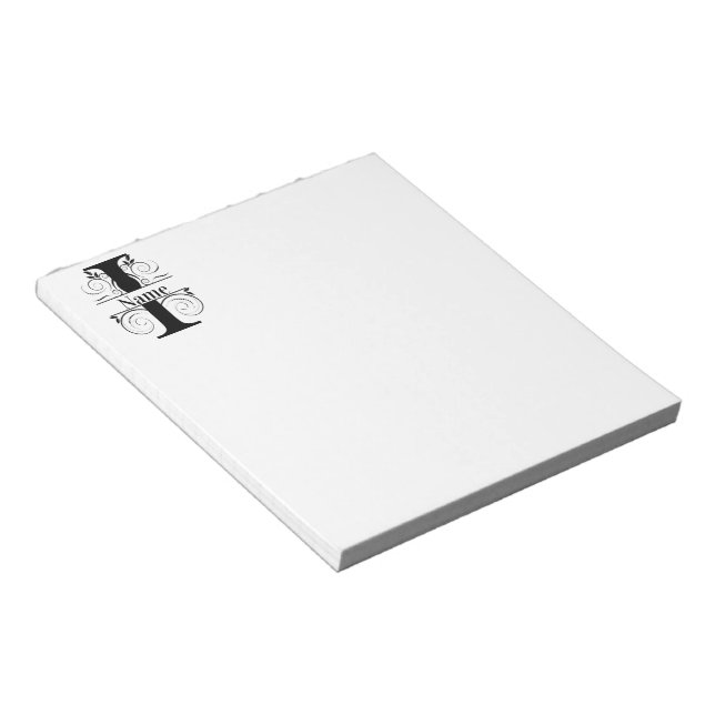 Monogram I Initial Stationary Desk Notepad (Angled)