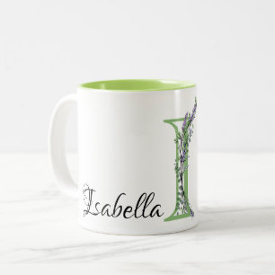 Monogram I Lavender Eucalyptus Two-Tone Coffee Mug