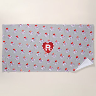 MONOGRAM I LOVE SOCA on GREY Beach Towel