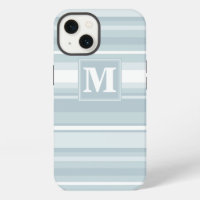 Monogram ice blue stripes Case-Mate iPhone case
