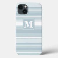 Monogram ice blue stripes Case-Mate iPhone case