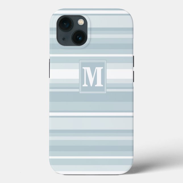 Monogram ice blue stripes Case-Mate iPhone case (Back)