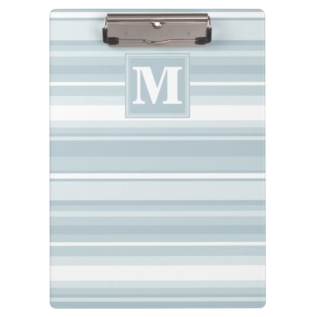 Monogram ice blue stripes clipboard (Front)