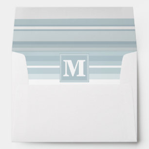 Monogram ice blue stripes envelope