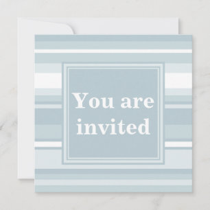 Monogram ice blue stripes invitation