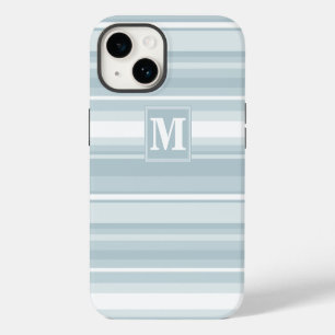 Monogram ice blue stripes iPhone 14 case
