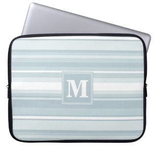 Monogram ice blue stripes laptop sleeve
