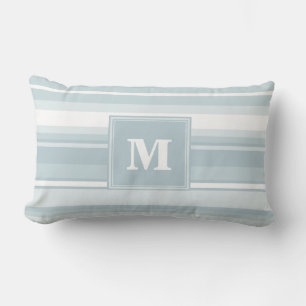 Monogram ice blue stripes lumbar cushion