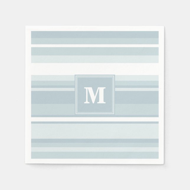 Monogram ice blue stripes napkin (Front)