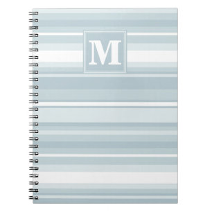 Monogram ice blue stripes notebook